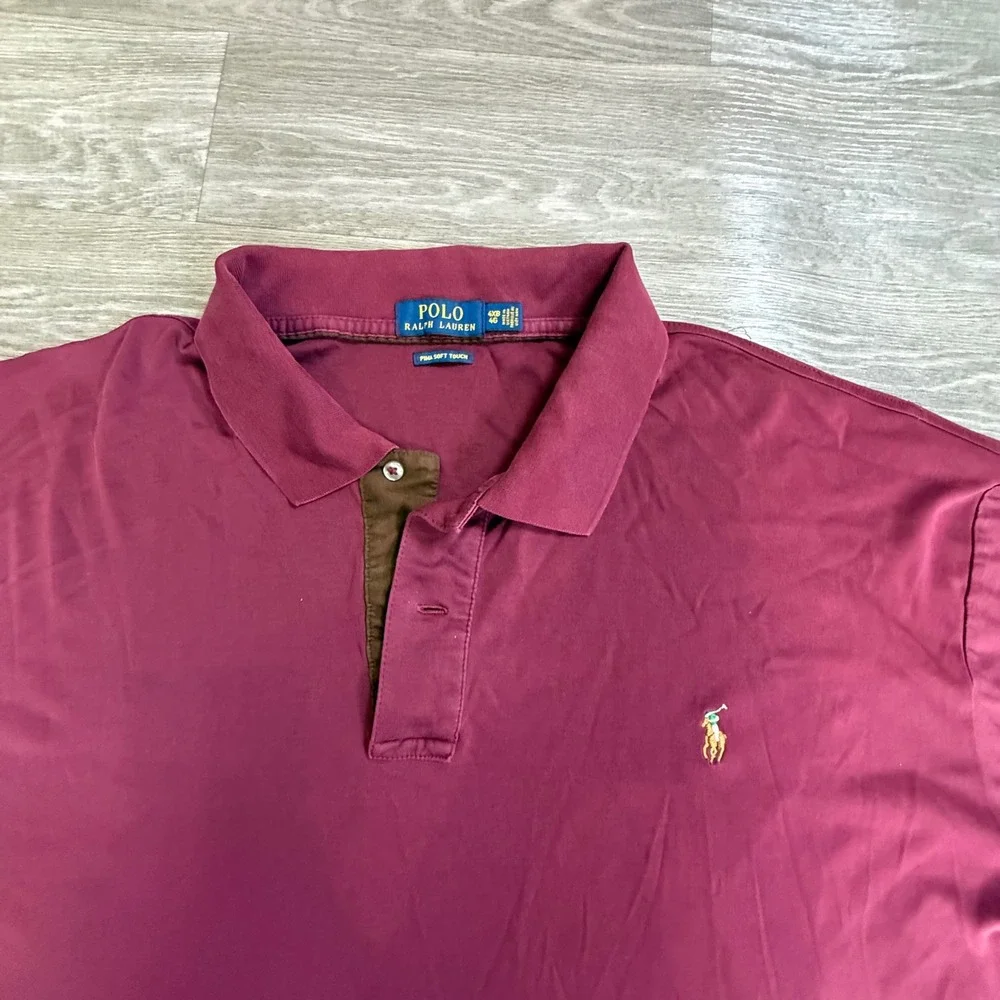Polo Ralph Lauren Mens 4XB Pima Soft Touch Long Sleeve Polo Shirt Burgundy